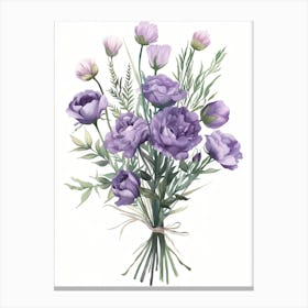 Watercolor Flowers Bouquet Canvas Print