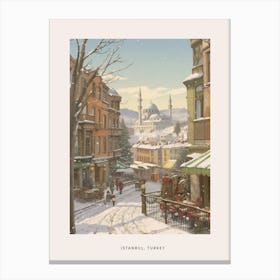 Vintage Winter Poster Istanbul Turkey 2 Canvas Print