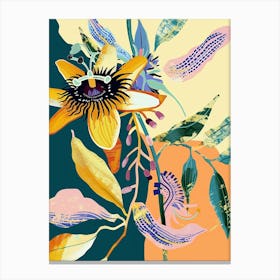 Colourful Flower Illustration Passionflower 1 Canvas Print