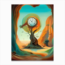 Clock In The Desert 4 Canvas Print