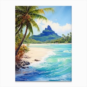 A Painting Of Matira Beach, Bora Bora French Polynesia 3 Canvas Print