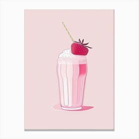 Strawberry Milkshake Dairy Food Minimal Line Drawing 3 Canvas Print