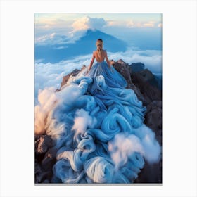 "Tranquil Heights: Woman in a Celestial Dress" Canvas Print