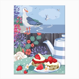 Seagull Eyes On The Cream Tea Canvas Print
