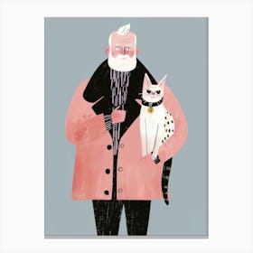 Old Man With Cat Canvas Print