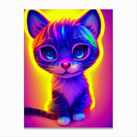 Neon Baby Cat Canvas Print
