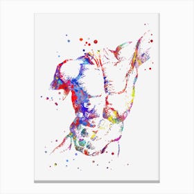 Torso Muscles Watercolor Canvas Print