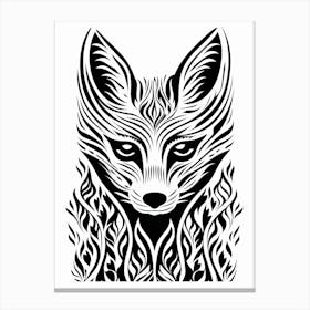 Linocut Fox Pattern 7 Canvas Print