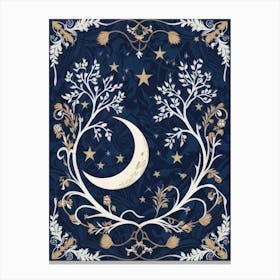 Moon And Stars In A Frame Canvas Print