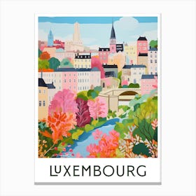 Luxembourg Maximalist Travel Poster Vibrant Colour Canvas Print