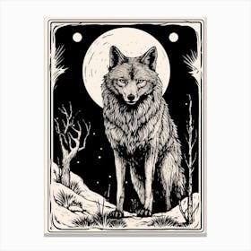 Steppe Wolf Tarot Card 3 Canvas Print