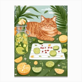 Cat With Pomegranate Canvas Print