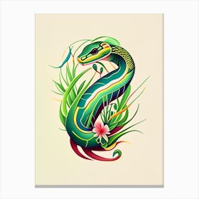 Grass Snake Tattoo Style Canvas Print