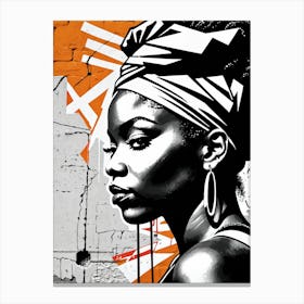 Vintage Graffiti Mural Of Beautiful Black Woman 92 Canvas Print