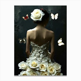 Wedding Dress With Butterflies Canvas Print