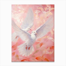 Pink Ethereal Bird Painting Dove 2 Canvas Print