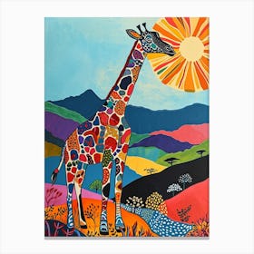 Cute Geometric Giraffe In The Sun Canvas Print