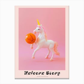 Toy Unicorn Playing Basketball Poster Canvas Print