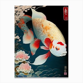 Doitsu Kohaku 1, Koi Fish Ukiyo E Style Japanese Canvas Print