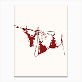 Red Bikini On A Clothesline Poster Canvas Print