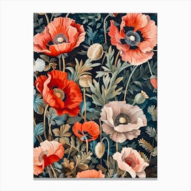 Poppies Inspired By William Morris 6 Canvas Print