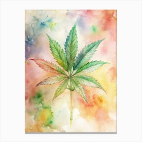 Marijuana Leaf Watercolor Painting Canvas Print