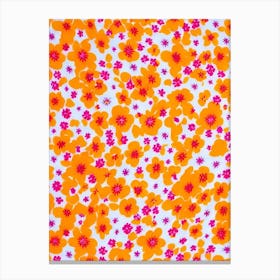 Buttercup Floral Print Retro Pattern 2 Flower Canvas Print