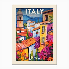 Pisa Italy Fauvist Painting Travel Poster Canvas Print