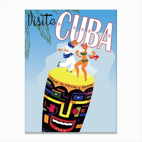 Cuba Fiesta, Dancing Couple on a Big Drum Canvas Print