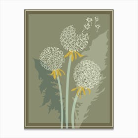 mellow anticipation Dandelion seeds moss green Canvas Print