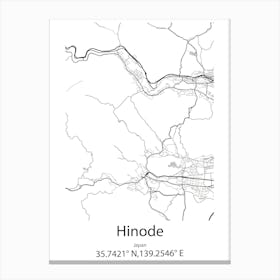 Hinode,Japan Minimalist Map Canvas Print