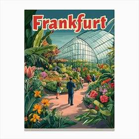 Aihrgdesign A Retro Travel Poster For Frankfurt Featuring The 4dc29345 Bb32 447e 956b Fdb5905a7fcb 1 Canvas Print