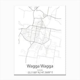 Wagga Wagga,Australia Minimalist Map Canvas Print