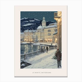 Vintage Winter Poster St Moritz Switzerland 1 Canvas Print