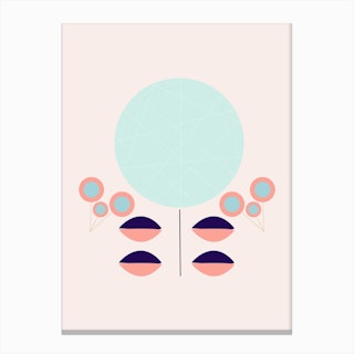Retro Round Flower Composition Canvas Print