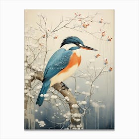 Winter Bird Painting Kingfisher 4 Canvas Print