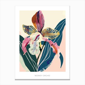 Colourful Flower Illustration Poster Monkey Orchid 3 Canvas Print
