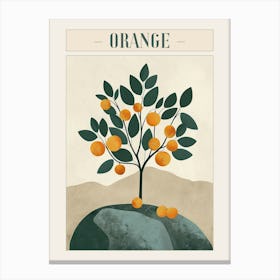 Orange Tree Minimal Japandi Illustration 4 Poster Canvas Print