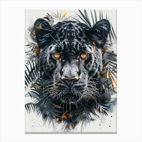 Double Exposure Realistic Black Panther With Jungle 3 Canvas Print