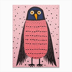 Pink Polka Dot Raven 2 Canvas Print