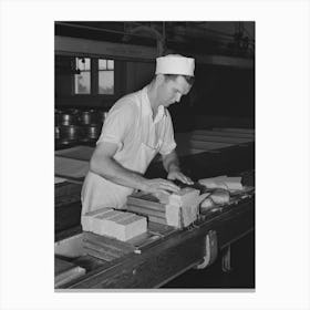 Putting The Curd Into Molds For Pressure, Tillamook Cheese Plant, Tillamook, Oregon By Russell Lee Canvas Print