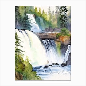 The Lower Falls Of The Lewis River, United States Water Colour  (1) Canvas Print