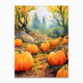 Pumpkin Patch, Watercolour 8 Canvas Print