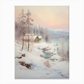 Dreamy Winter Painting Kiruna Sweden Canvas Print