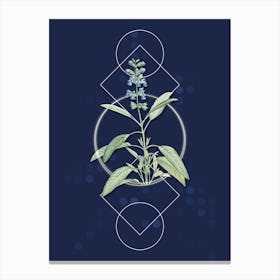Vintage Sage Plant Botanical with Geometric Line Motif and Dot Pattern n.0236 Canvas Print