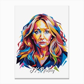 J.K. Rowling 2 Portrait WPAP Pop Art Canvas Print