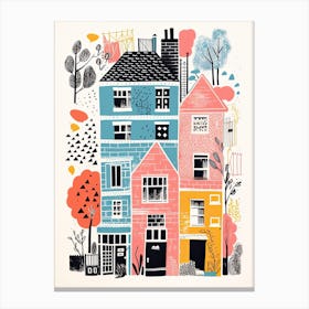 A House In Manchester, Abstract Risograph Style 1 Canvas Print