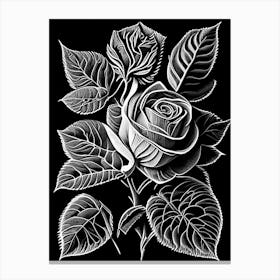 Rose Leaf Linocut Canvas Print