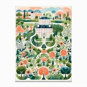 Chateau De Villandry Gardens France Modern Illustration 4 Canvas Print