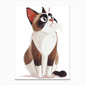 Snowshoe Cat Clipart Illustration 4 Canvas Print